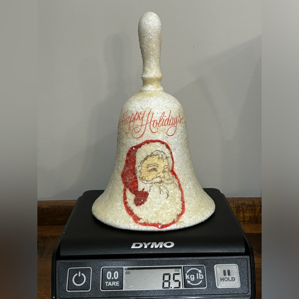 Vintage Santa glittery bell happy holidays Christmas - Picture 8 of 9